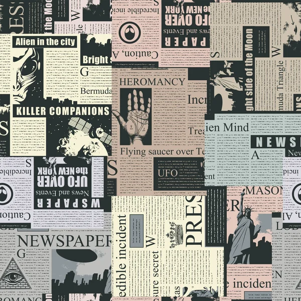Vector Seamless Pattern Collage Magazine Newspaper Clippings Colored Abstract Background Stock Illustration