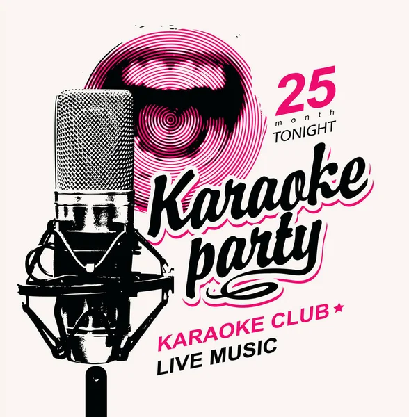 Cartaz Música Vetorial Banner Para Festa Karaoke Com Uma Boca — Vetor de Stock