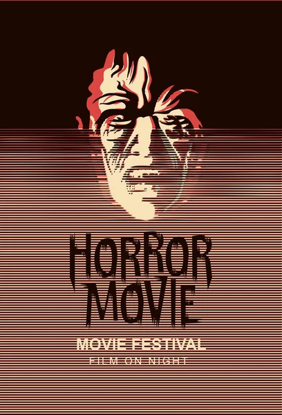 Cartel Vectorial Para Festival Cine Terror Con Una Espeluznante Cara — Vector de stock