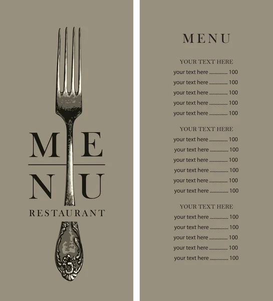 Modèle Menu Vectoriel Pour Restaurant Avec Une Liste Prix Décoré — Image vectorielle