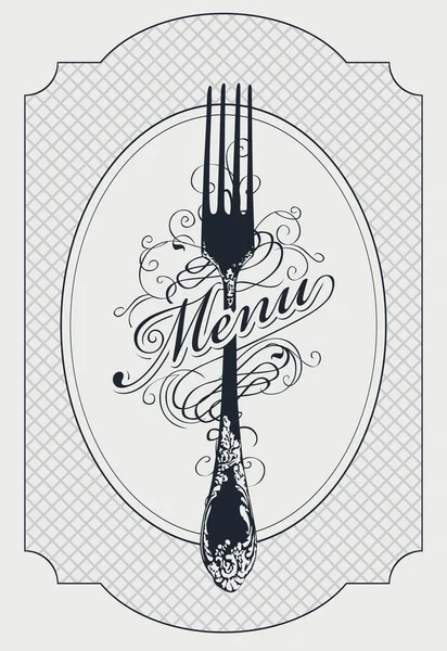 Modèle Vectoriel Menu Restaurant Décoré Avec Une Belle Fourchette Antique — Image vectorielle