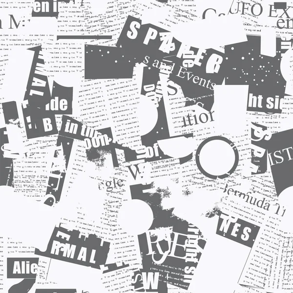 Padrão Sem Costura Abstrato Com Fragmentos Páginas Jornais Revistas Antigas — Vetor de Stock