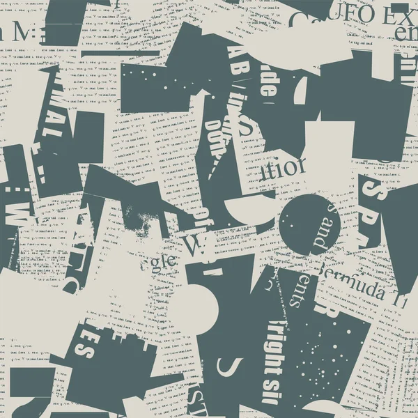 Motif Monochrome Sans Couture Avec Des Fragments Vieux Journaux Pages — Image vectorielle