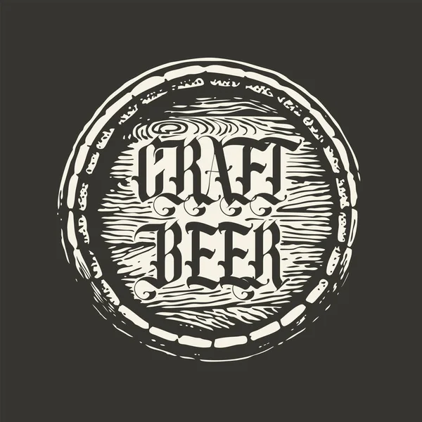 Vector Banner Label Για Craft Μπύρα Σχήμα Ξύλινου Καπακιού Βαρελιού — Διανυσματικό Αρχείο