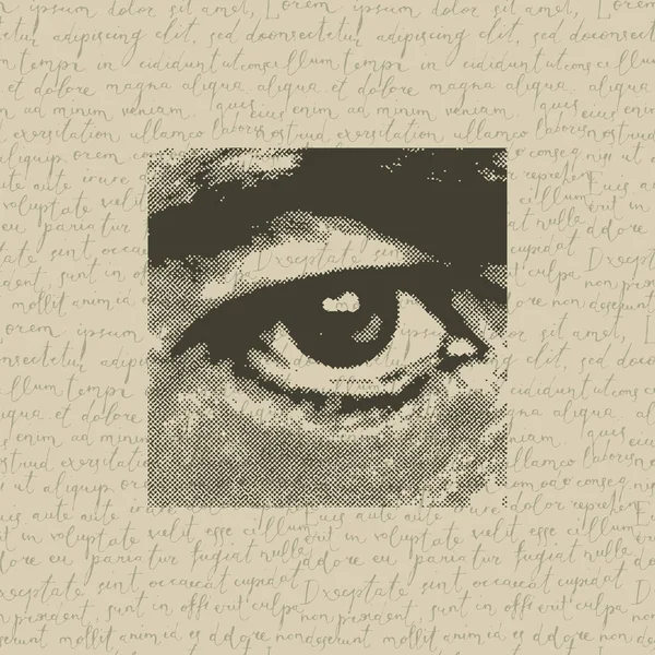 Αφηρημένο Τετράγωνο Banner Αρσενικό Μάτι Και Φρύδι Κοντινό Πλάνο Φτιαγμένο — Διανυσματικό Αρχείο
