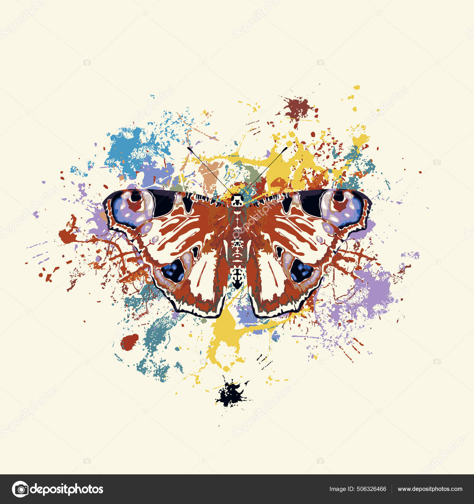 Ilustração Vetorial Abstrata Uma Borboleta Olho Pavão Com Asas Abertas  Vetor de ©paseven 506326466, image size:1600x1700