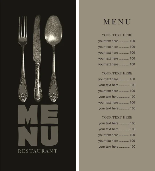 Modèle Vectoriel Menu Restaurant Avec Une Liste Prix Une Couverture — Image vectorielle