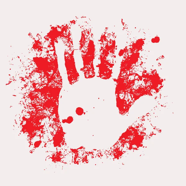 带有手印和白色背景上抽象红点的矢量横幅 用人的手掌和油漆污迹或可怕的血迹创作的图解 — 图库矢量图片