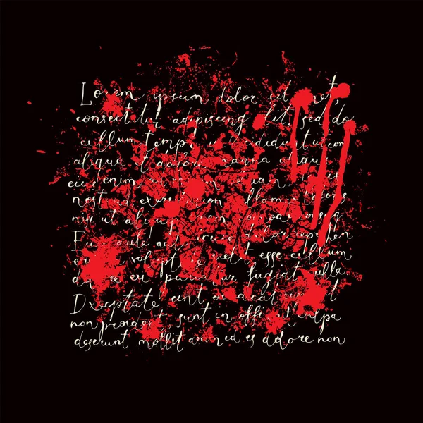Banner Vetorial Abstrato Com Lorem Texto Manuscrito Ipsum Manchas Vermelhas —  Vetores de Stock