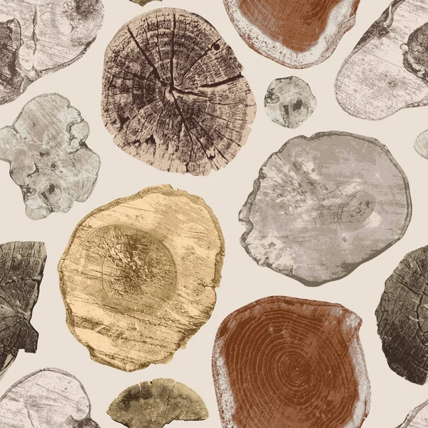 Αφηρημένη Αδιάλειπτη Μοτίβο Ρεαλιστικό Πριόνι Κομμένα Κορμούς Δέντρων Ένα Ελαφρύ — Διανυσματικό Αρχείο