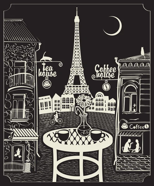 Caffè notturno di Parigi — Vettoriale Stock