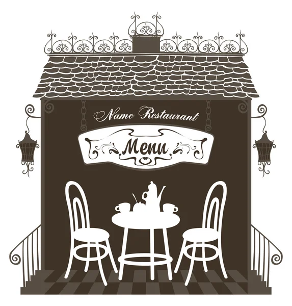 Restaurant in the old town — Stock Vector