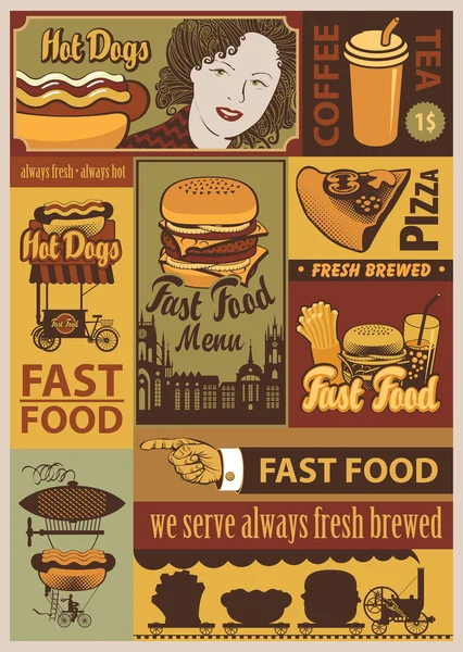 Fastfood set — Stockvector