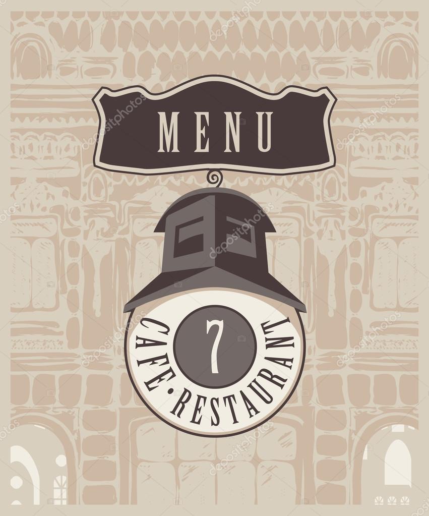 Restaurant sign on a background of the old house