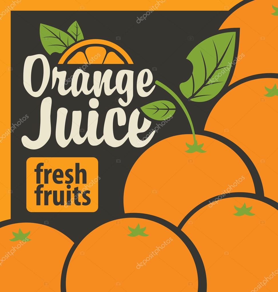 Vector banner with oranges and inscription fresh juices