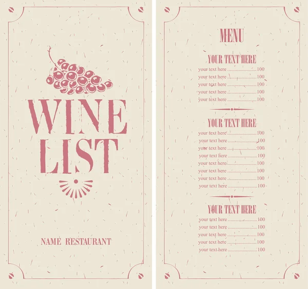 Liste des vins — Image vectorielle