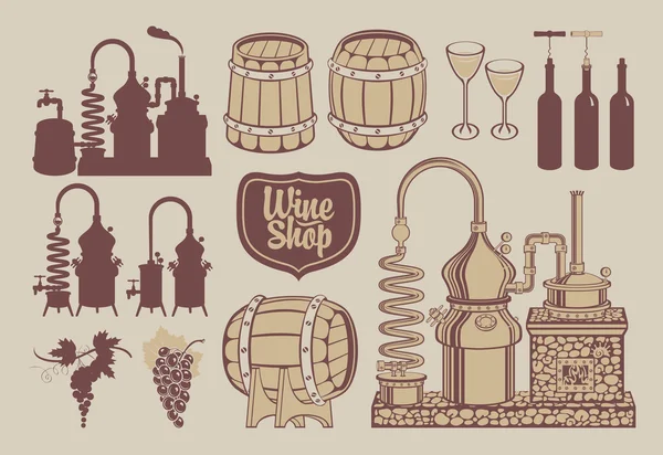 ワインの生産セット — ストックベクタ