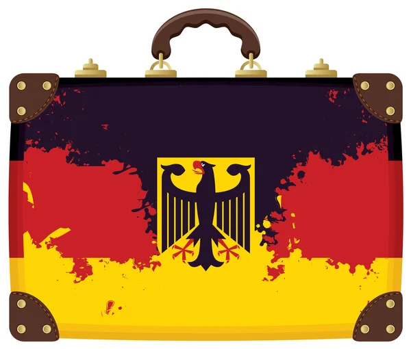 Maleta con bandera alemana — Vector de stock