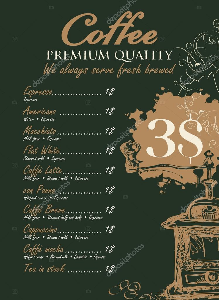 Menu for coffee grinder — Stock Vector © paseven 87992726