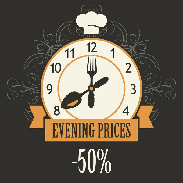 Evening prices in a restaurant — Stock Vector