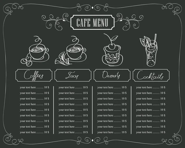 Prices for coffee and dessert — Stock Vector