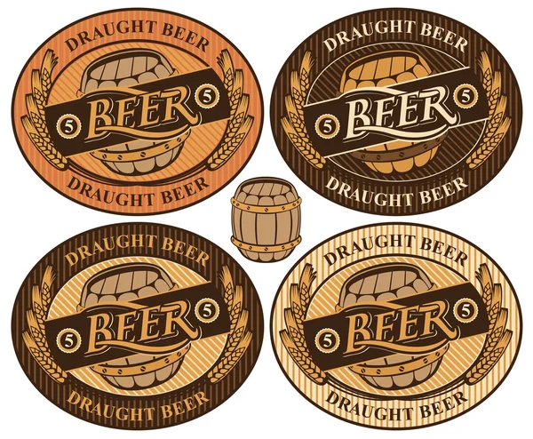 Label with a beer keg — Stock Vector