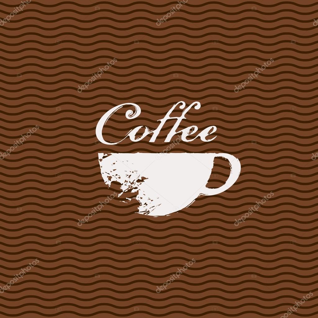 Cup of coffee with splashes and stains in the background pattern wave