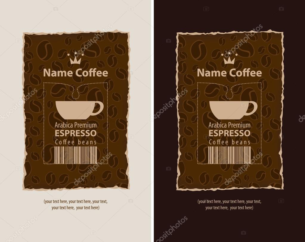 Set of design labels for coffee beans