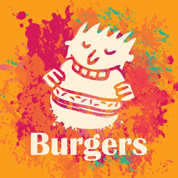 Man eating burgers — Stock Vector