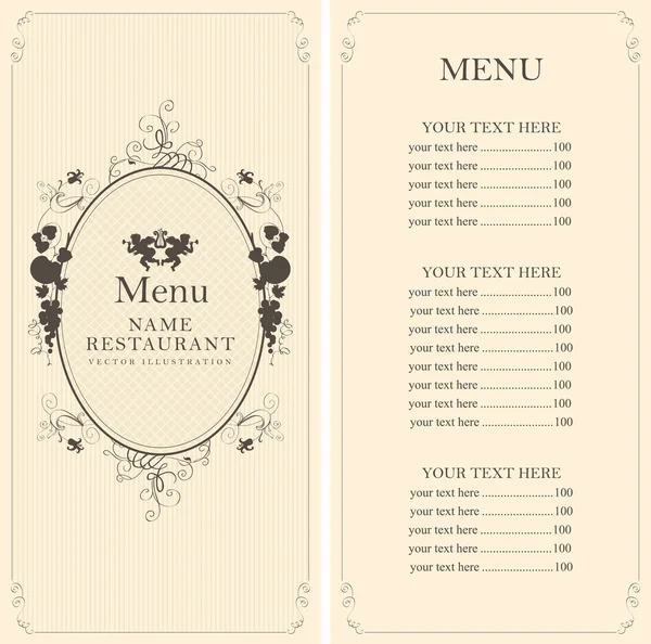 Menu s květinovými ornamenty — Stockový vektor