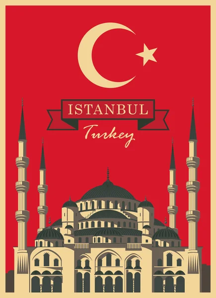 Hagia sophia sullo sfondo bandiera turca — Vettoriale Stock