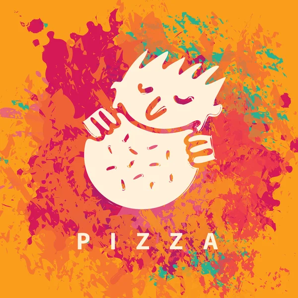 Homme qui mange de la pizza — Image vectorielle