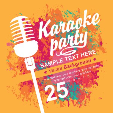 banner with microphone for karaoke parties clipart