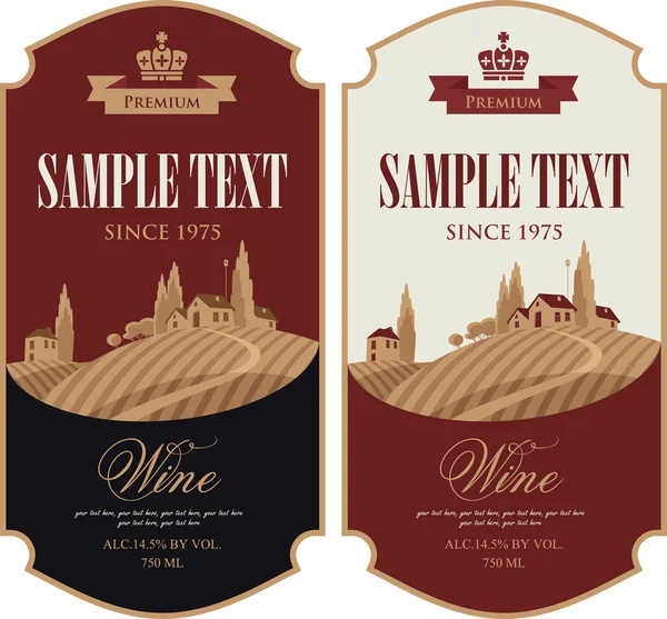 Conjunto de rótulos de vinho — Vetor de Stock