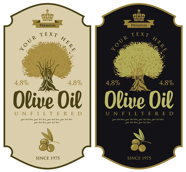 Štítky pro olivové oleje — Stockový vektor