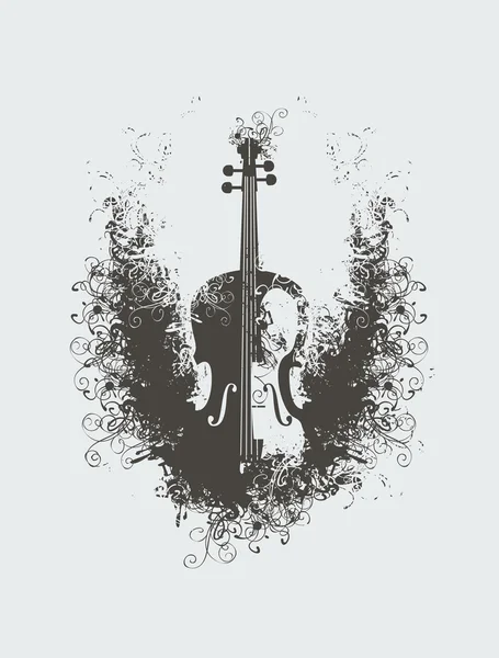 Violon à motifs floraux — Image vectorielle