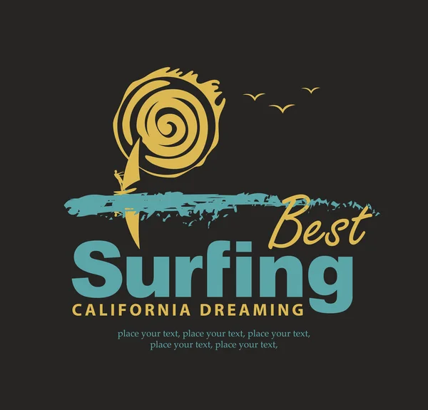 El mejor surf en California — Vector de stock