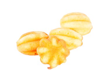 Beyaz zemin üzerine tereyağı pasta