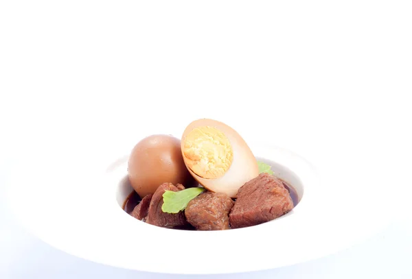 Thailand suisine called "Kai Palo" , hard-boiled egg and pork stew with seasonings blend, sweet taste. — Stock Photo, Image
