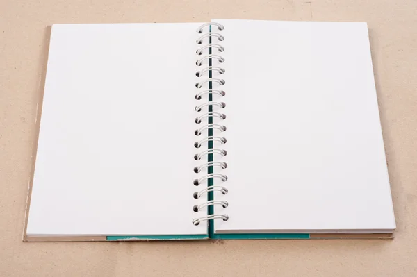 Open diary or photo album book on brown backgroun — Stock Photo, Image