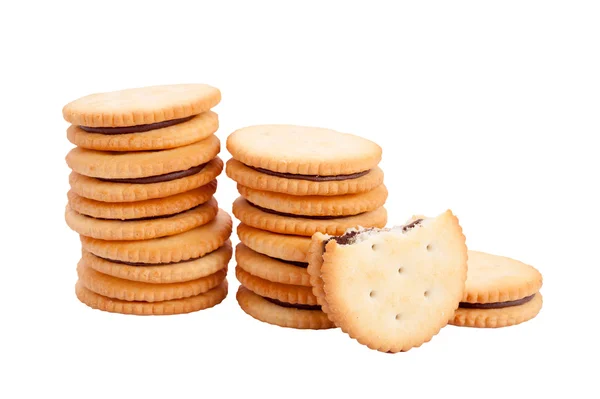 Cookies in pila isolati su bianco — Foto Stock