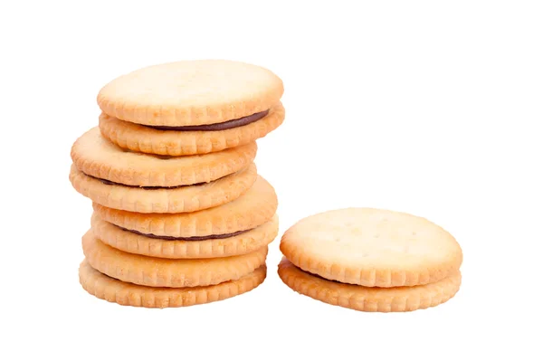 Cookies im Stapel isoliert auf weißem Hintergrund — Stockfoto