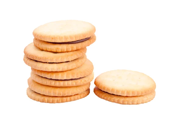 Cookies in stapel geïsoleerd op witte achtergrond — Stockfoto