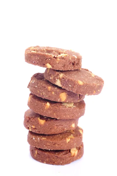 Cookies im Stapel isoliert auf weißem Hintergrund — Stockfoto
