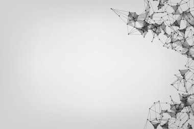 Vektör paneli tasarımı, küresel ağ bağlantısı. Geometrik bağlandı. Noktaları ve çizgileri birleştiren Arkaplan Teknolojisi.