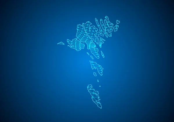 Абстрактная Цифровая Карта Фарерских Островов Точками Частиц Линией Многоугольный Сетевой — стоковый вектор