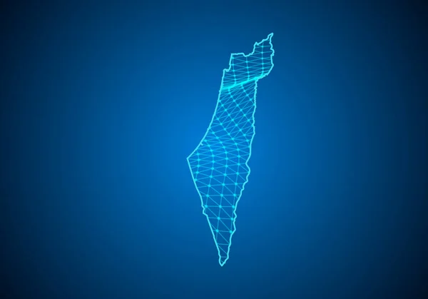 Αφηρημένος Ψηφιακός Χάρτης Του Ισραήλ Παλαιστίνης Κουκίδες Σωματιδίων Και Γραμμή — Διανυσματικό Αρχείο