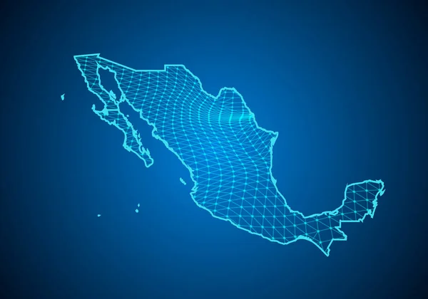 Mappa Digitale Astratta Del Messico Con Puntini Linee Particelle Affari — Vettoriale Stock