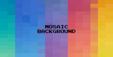 Soyut Renkli Geometrik Arkaplan, Yaratıcı Tasarım Şablonları. Piksel sanatı Izgara Mozaiği, 8 bit vektör arkaplanı.