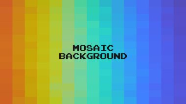 Soyut Renkli Geometrik Arkaplan, Yaratıcı Tasarım Şablonları. Piksel sanatı Izgara Mozaiği, 8 bit vektör arkaplanı.